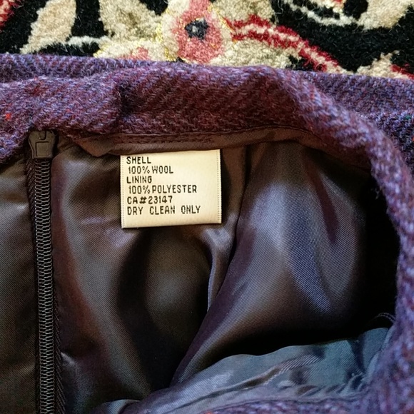Talbots Purple Herringbone Wool Skirt - Picture 5 of 5
